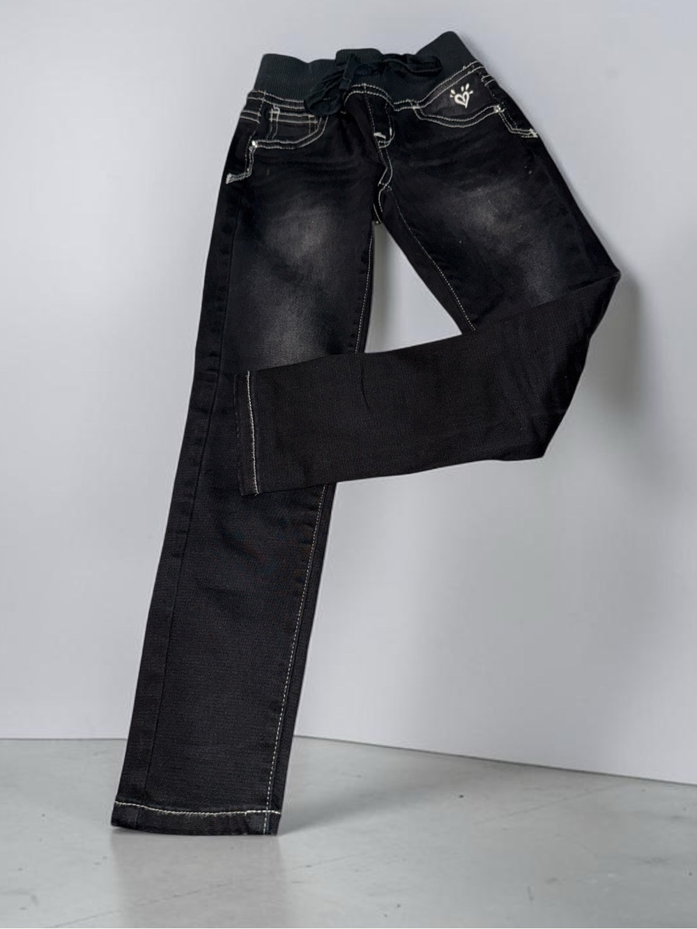 Justice Black Skinny Jeggings with Contrast Stitching (7)